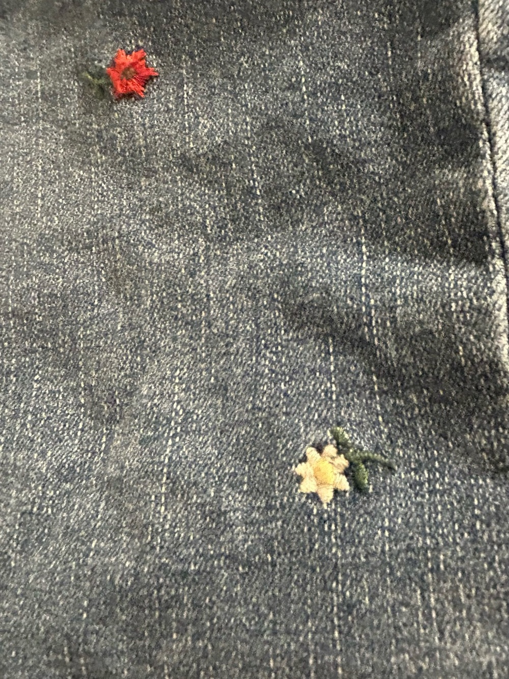 Seven7 Embroidered Denim Shorts - Blue with Multicolor Floral Dots - Picture 3 of 4